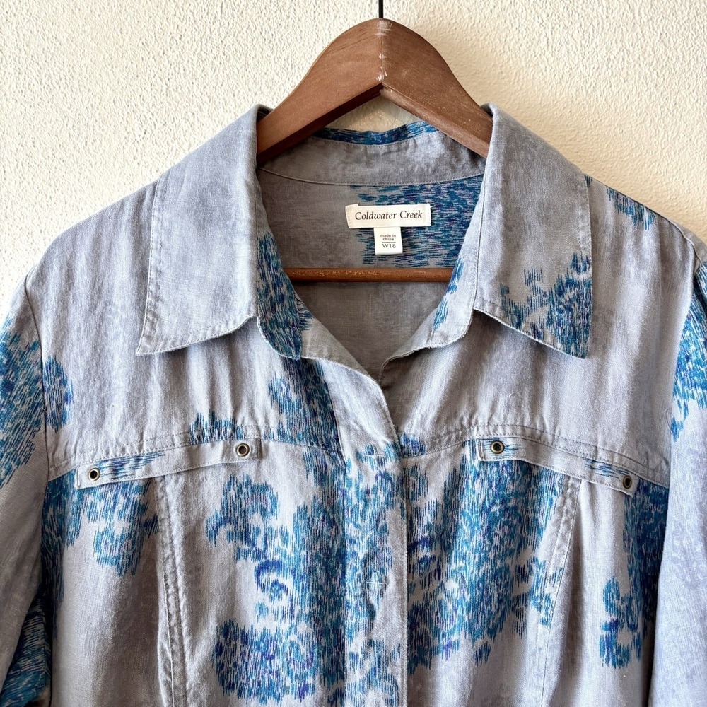 Coldwater Creek 100% linen unlined snap front‎ jacket - Picture 3 of 10